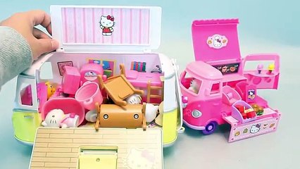 Hello Kitty Camping Cars Camper Toys, Snack Van Mini Car Toy 헬로키티 캠핑카, 스낵 밴 미니카 와 타요, 뽀로로