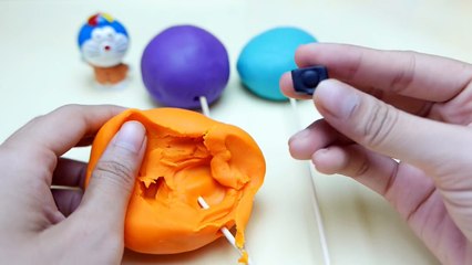 Play Doh Lollipop Surprise Eggs with Hello Kitty & Doraemon Toys ドラえもん