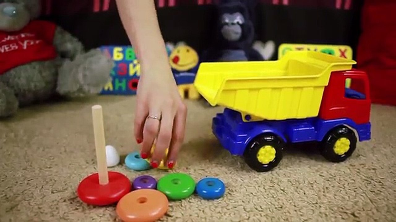 Animals & Toy Truck construct a pyramid. Colors...