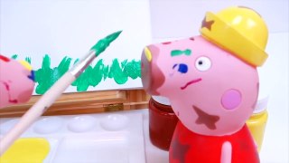 Peppa Pig y George Pintan un Dibujo