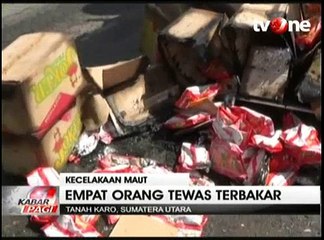 Mobil Boks Hantam Minibus, 4 Orang Tewas Terbakar
