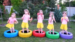 Learn Vegetables with Five Little Babies Jumping On The Bed Educational Videos Good Song f