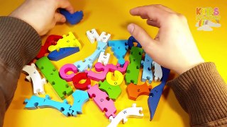 Wooden Puzzle SHIP with Letters Playing and Having Fun for Preschoolers | Learn English Al