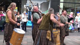 Clanadonia perform Last of the Mohicans in Perth City centre during Medieval Fayre Aug 201