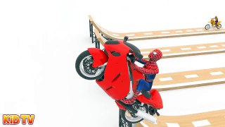 Colors for Children to Learn with Spidermen Ride MotorBike and Colors Balls #h 3D Kids Learn Colors