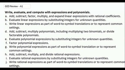 GED Study Guide Math  Solving Linear Expressions 5