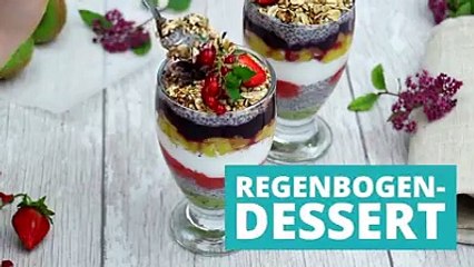 Bunt, gesund und lecker: Dieses Dessert ist füllend und benutzt das "Superfood" Chia. Man bleibt den ganzen Tag satt, ohne zu viele Kalorien zu sich zu nehmen 