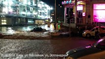Heavy rains turn streets in Ukraine's capital into rivers
