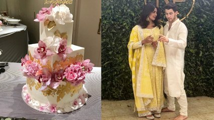 Priyanka Chopra & Nick Jonas's engagement cake decorated with 24 carat gold | FilmiBeat
