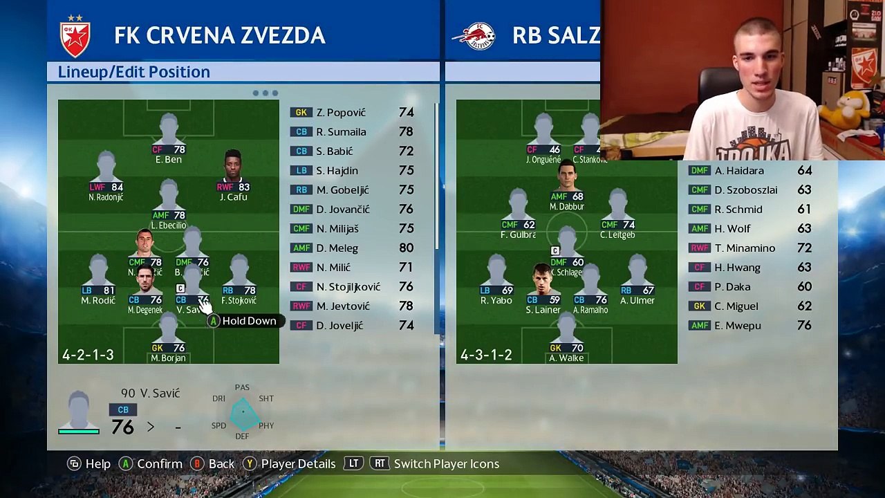 CRVENA ZVEZDA vs. FK SALZBURG - UEFA CHAMPIONS LEAGUE PLAY OFF 1st LEG - PES 2018