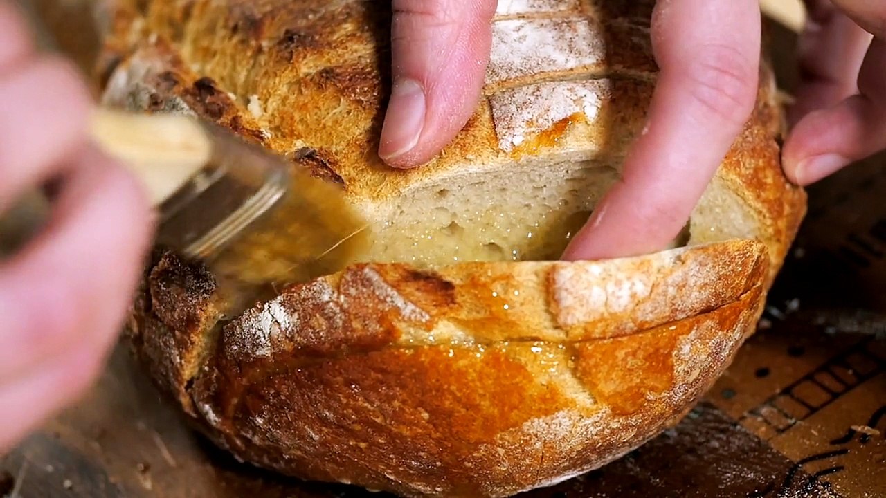 Grilled cheese bread bowl