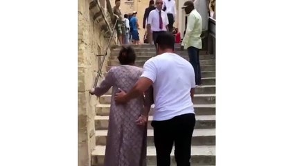 Salman Khan Helps Mother Salma Khan To Climb Stairs In Malta