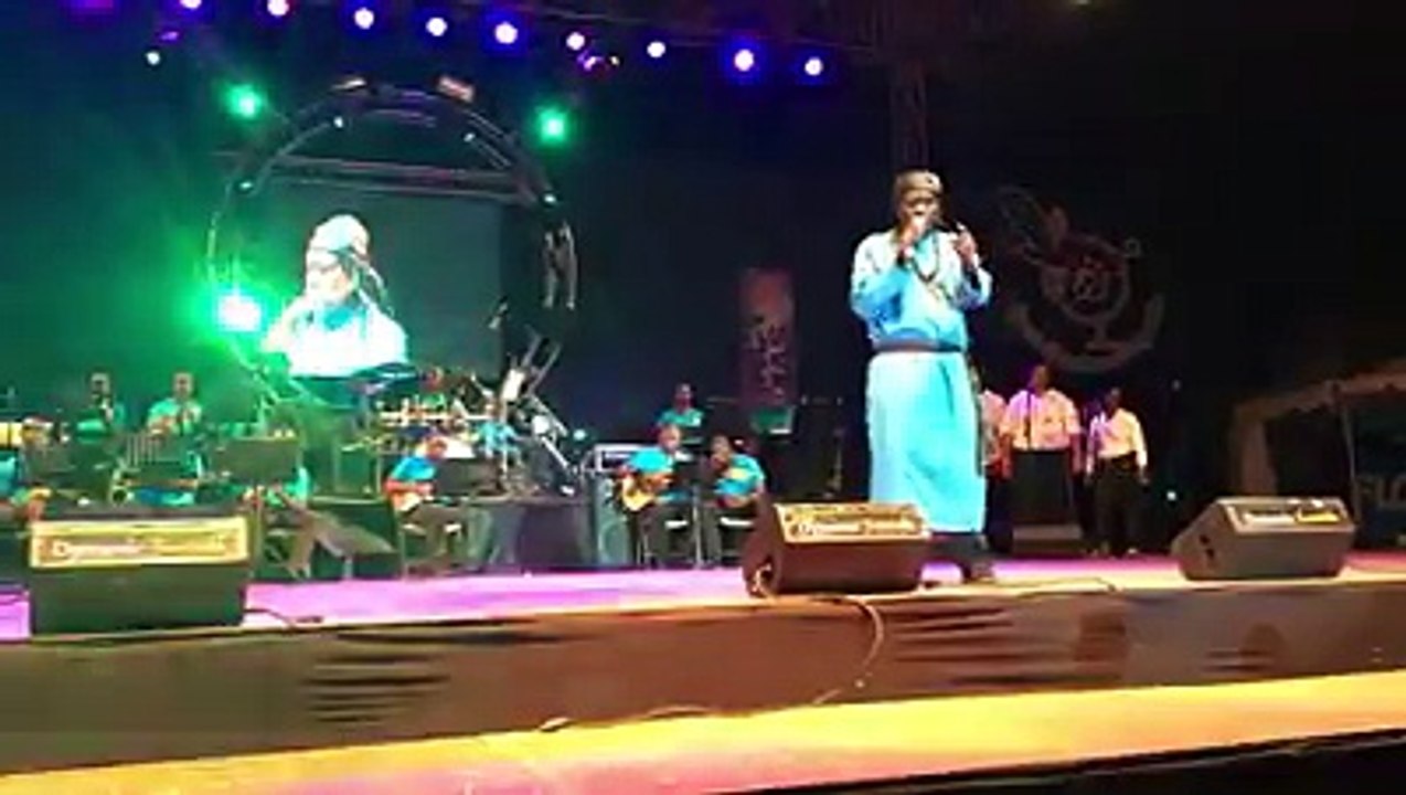 Fitzroy 'Brother Ebony' Joseph performing 'The Same People' in the second round of the Calypso finals at Victoria Park