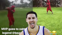 Klay Thompson HILARIOUSLY Roasts Marshawn ‘BEAST MODE’ Lynch For Terrible Golf Swing!