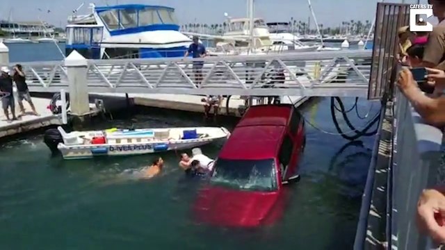 Une famille sauvée de la noyade alors que leur voiture est tombée dans le port