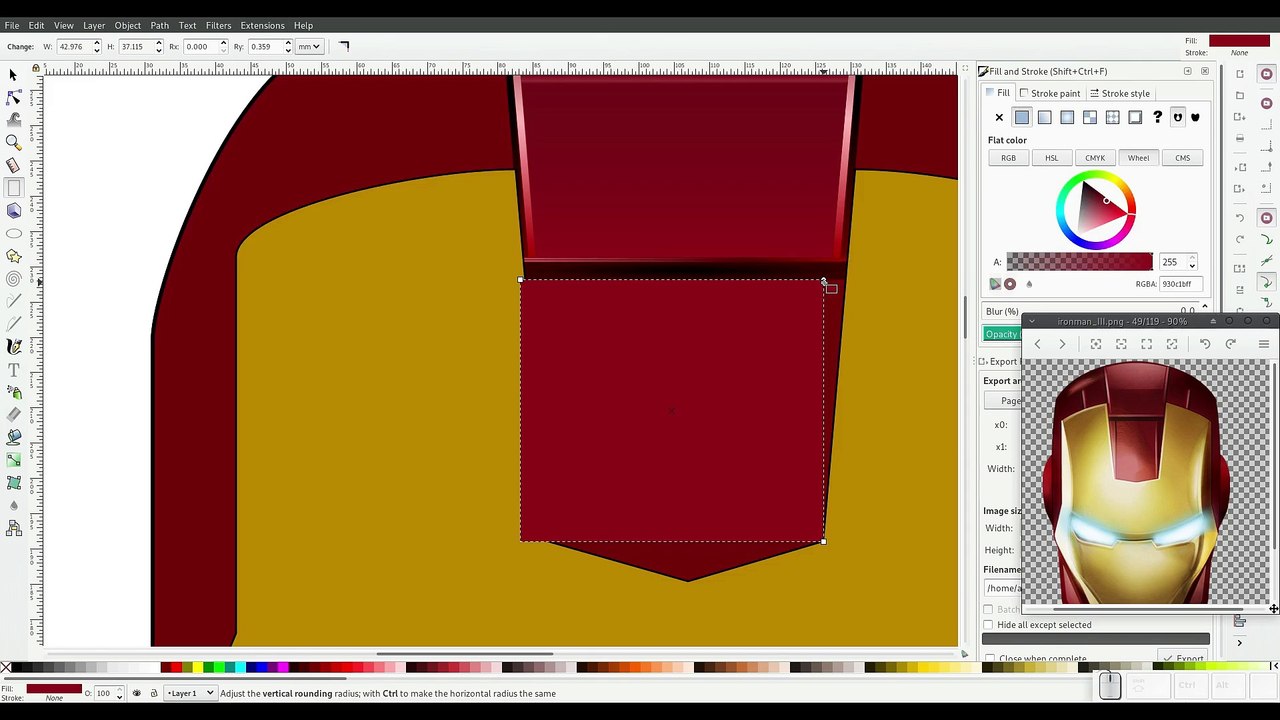 Inkscape: Máscara de Ironman 6