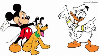 Mickey Mouse Donald Duck Pluto! Coloring Page! Fun Coloring Activity for Kids Toddlers & C