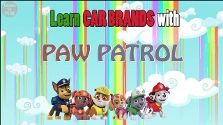 CAR BRANDS LOGOS with PAW PATROL | Learn CAR BRANDS names pronunciation A to Z for kids