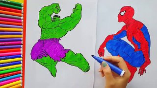Coloring Page Hulk Spider Man and Birthday Cake, Gift for Baby