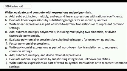 GED Study Guide Math  Solving Linear Expressions Part 2