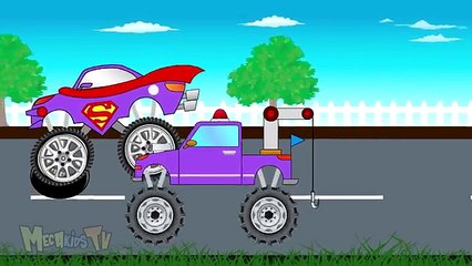 Big Truck Counting Super Man Monster Trucks Video Learning For Kids