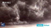 Dramatic footage shows massive rain clouds rolling in over the southeastern Chinese city of Luzhou.