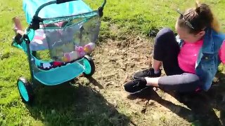 Kids Pretend Play with Baby Dolls feeding and Playtime at the Playground video