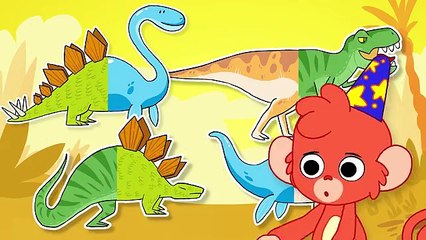 Download Video: Wrong Heads Dinosaur Cartoon | Mix and Match T Rex, Stegosaurus, Lambeosaurus, Elasmosauru