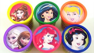 Princesses Play Doh Lids with Frozen Elsa & Anna, Ariel & Snow White