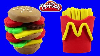 Play Doh French Fries! Stop motion create play doh hamburger