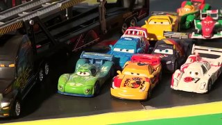Pixar Cars, The Haulers, The New Hauler having Cars2 Cars loaded onto it from the World Gr