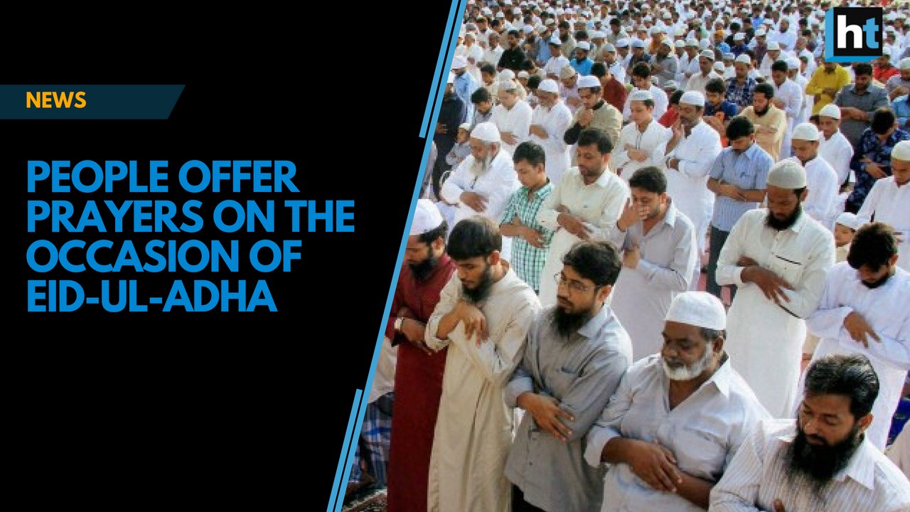 People offer prayers on the occasion of Eid-Ul-Adha