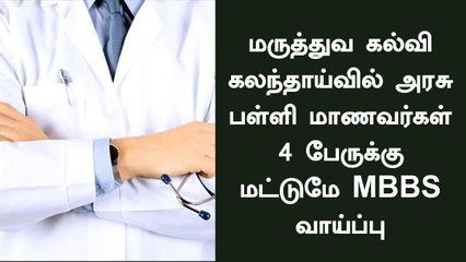 மருத்துவ கல்வி கலந்தாய்வில் அரசு பள்ளி மாணவர்கள் 4 பேருக்கு மட்டுமே MBBS வாய்ப்பு