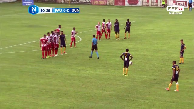 La frappe de GUEYE est captée par le gardien de Dunkerque.