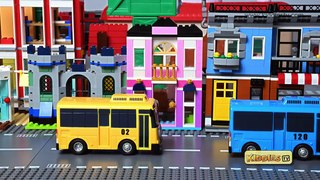 lego wheels on the bus with high speed passenger train and tayo buses | lego story | 4k |
