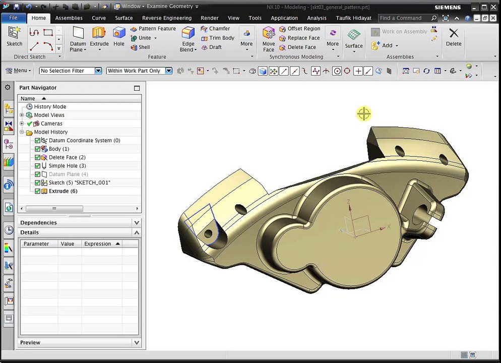 NX Basic Modeling 101 - Creating general pattern and modify features