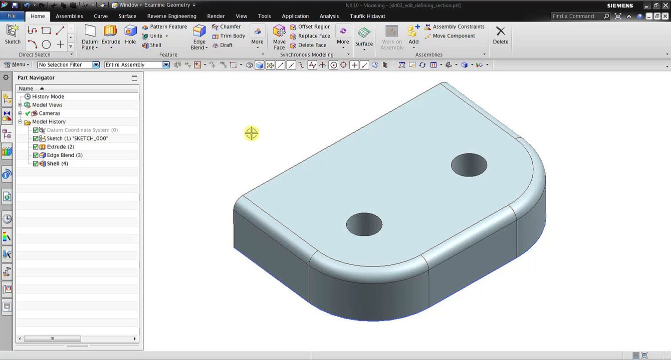NX Basic Modeling 101 - Edit Extrude with modified sketch