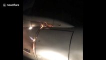Plane engine catches fire after taking off with passengers on board