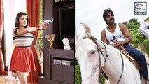 Pawan Singh ने की घुड़सवारी तो Amrapali Dubey ने चलाया बंदूक | Sher Singh
