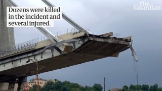 Genoa motorway bridge collapse caught on camera |  Crollo del ponte dell'autostrada di Genova catturato dalla telecamera