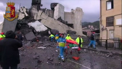 Footage shows immediate aftermath of Genoa bridge collapse