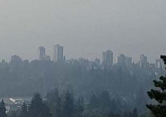 Hill Top View of Smokey Vancouver In Second Week of Air Quality Warnings