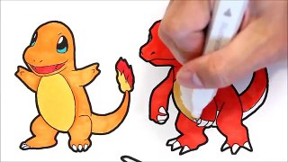 Pokémon coloring book pages for kids speed coloring Charmander Charmeleon Charizard