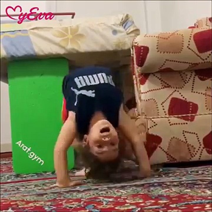What a cute baby doing exercise