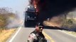Caminhão-cegonha pega fogo e destrói sete Hilux  entre Uiraúna e São João do Rio do Peixe