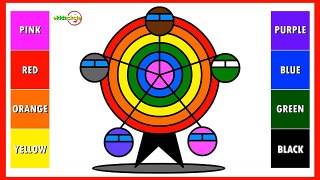 Rainbow Carouse Coloring Pages for Kids | Drawing for Kids Easy | Learning Colors with Rai