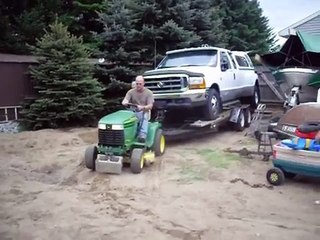 John Deere lawn tror pulls F350 Dually