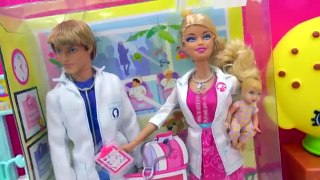 Dr. Ken + Barbie Doll Baby Doctors Office Visit Careers Playset Toy Video