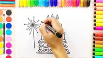 How to Draw and Coloring Pages Birthday Cake for Kids | Learning Colors