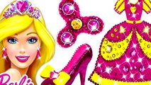 DIY How To Make Super Glitter Play Doh Barbie Princess Dress & Shoes & Fidget Spinner